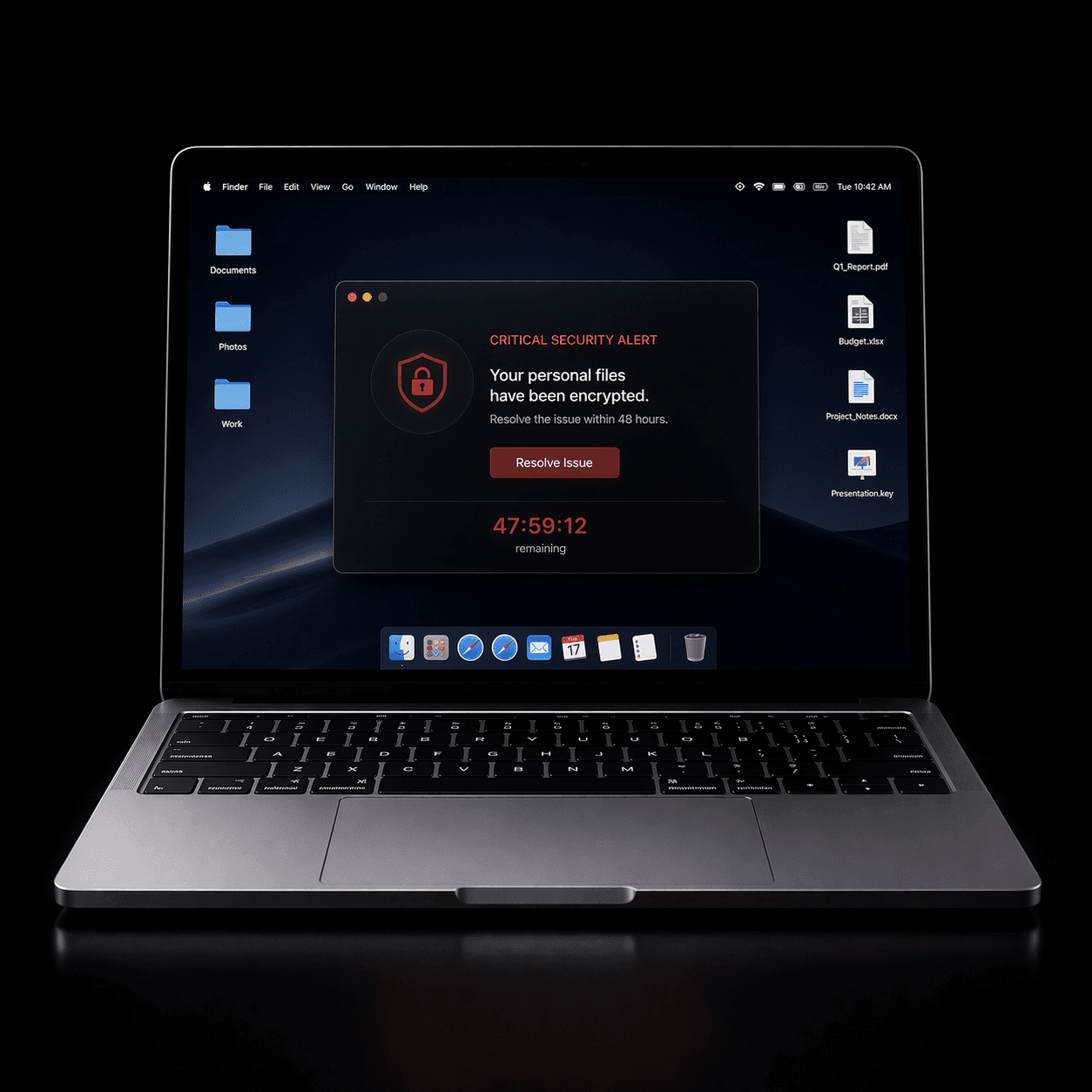 MacBook showing ransomware attack